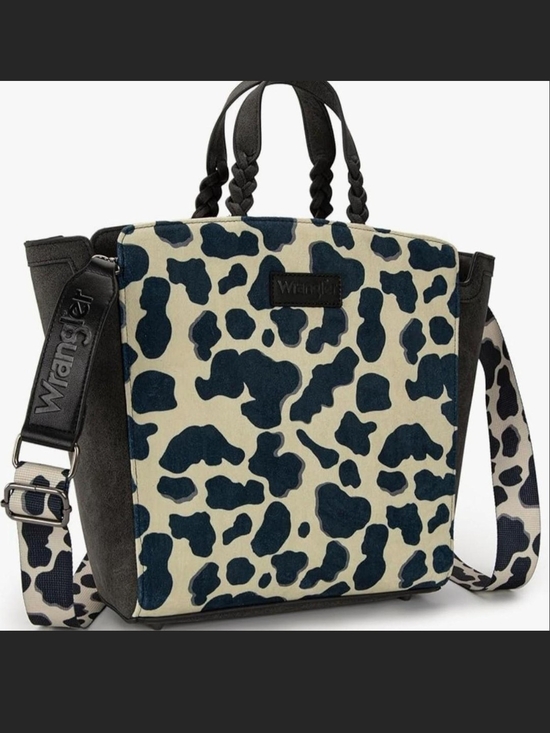 Wrangler Handbags - Wrangler Black & Cream Cow-Print Shopper Tote